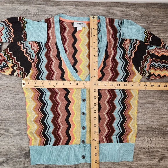 Missoni For Target Cardigan Zig Zag Size Med Teal Brown Soft fall autumn - Picture 11 of 12